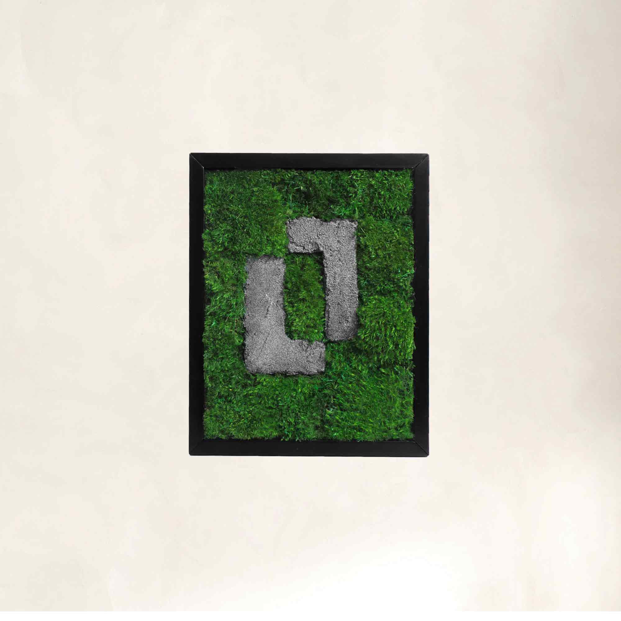 Irregular-shaped stone Wabi-sabi Moss Wall Art with preserved mood moss background