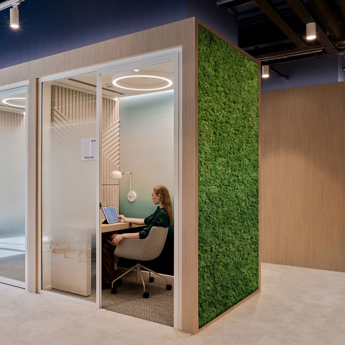 reindeer moss tile wall for office decor