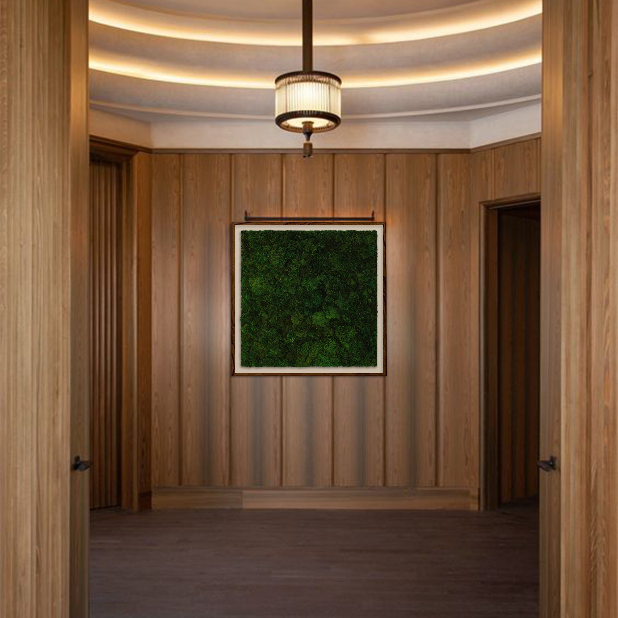 Grand moss art installation enhancing high-end hotel ambiance