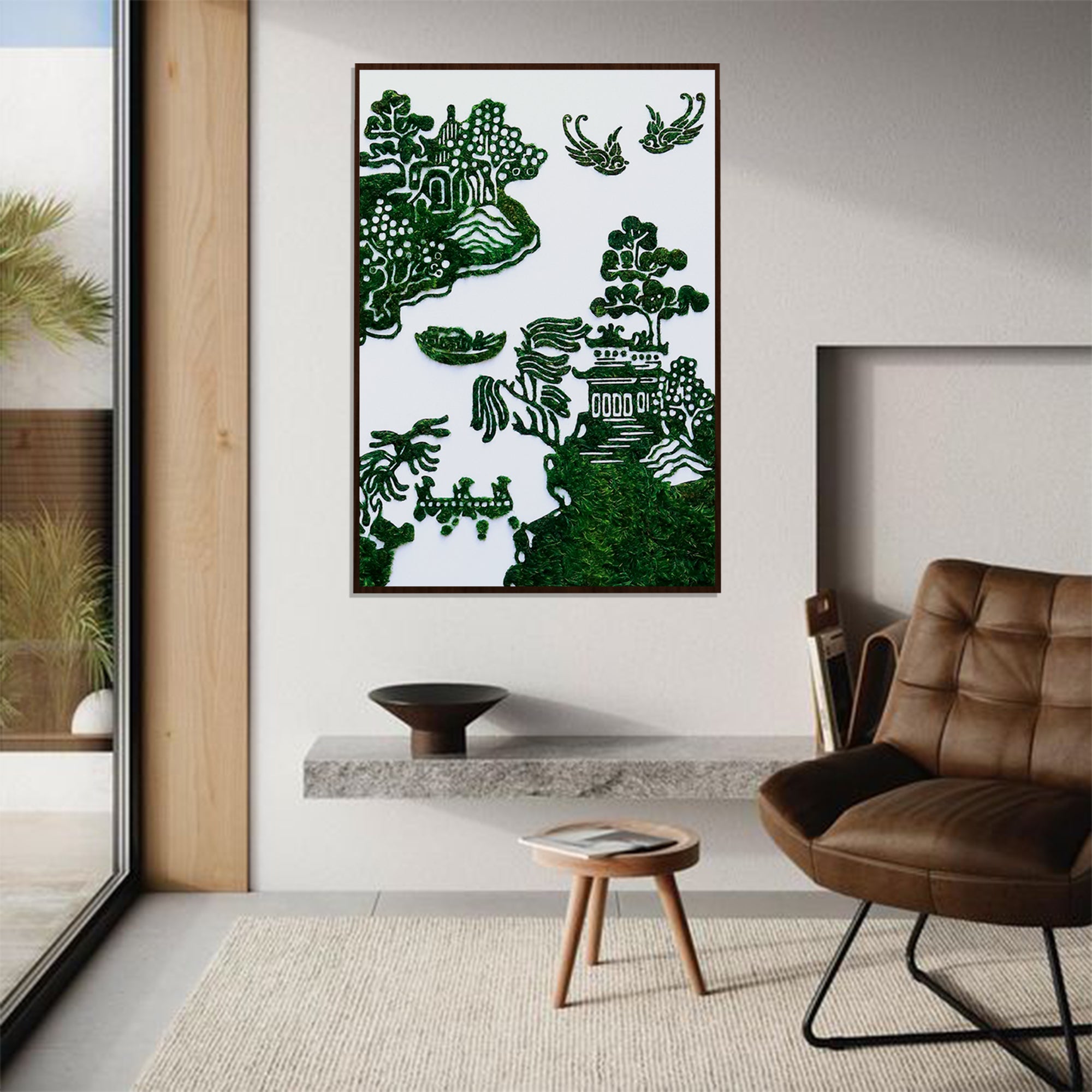 Chinese Paper Cutting Art West Lake in a Zen living room