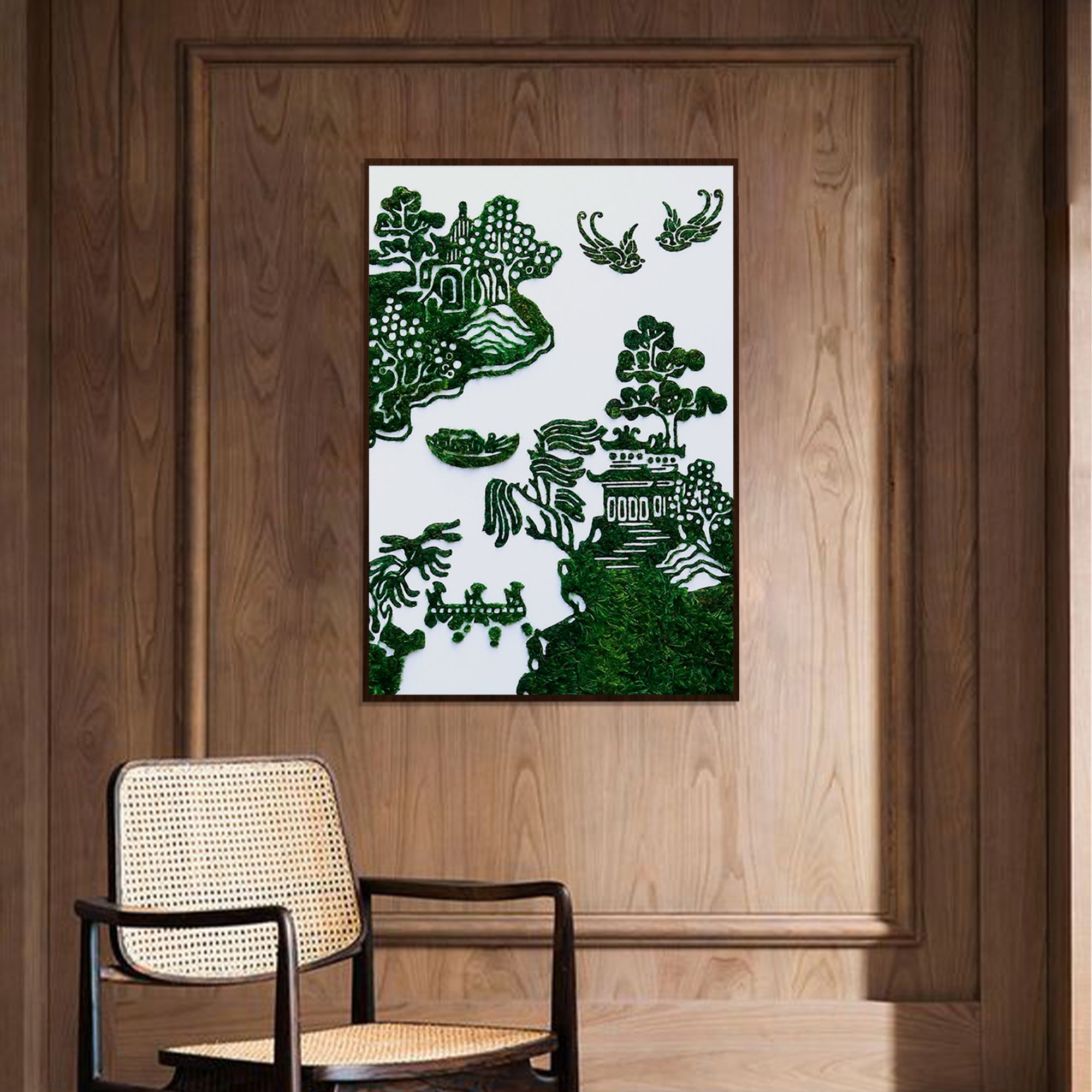 Chinese Paper Cutting Art West Lake Moss Wall Art adding luxurious vibe to a sitting room