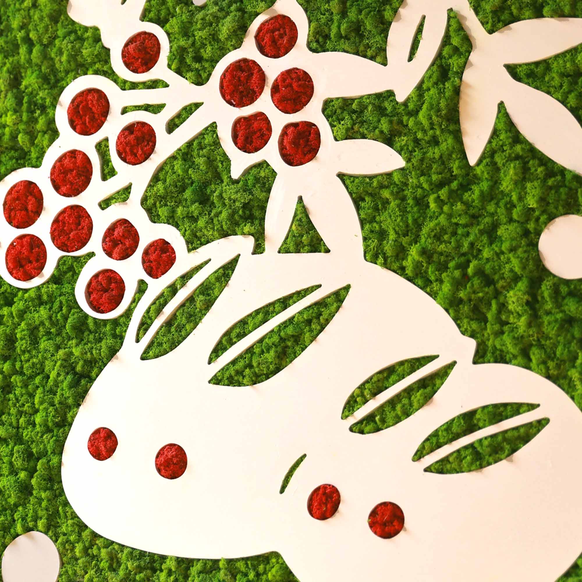 Close-up of the intricate bunny design in Japanese paper cutting style