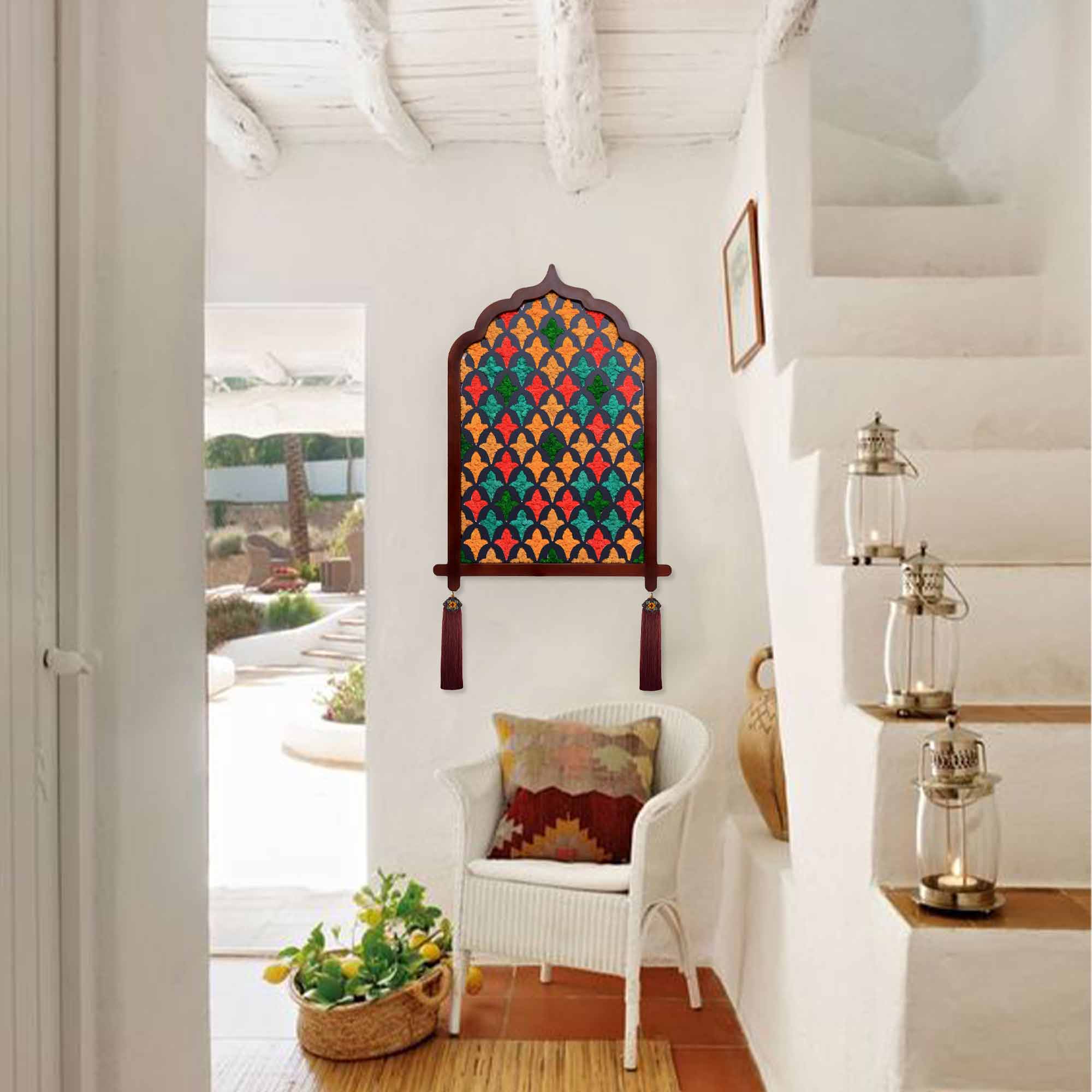 Moroccan Moss Wall Art as a focal point in a landing area