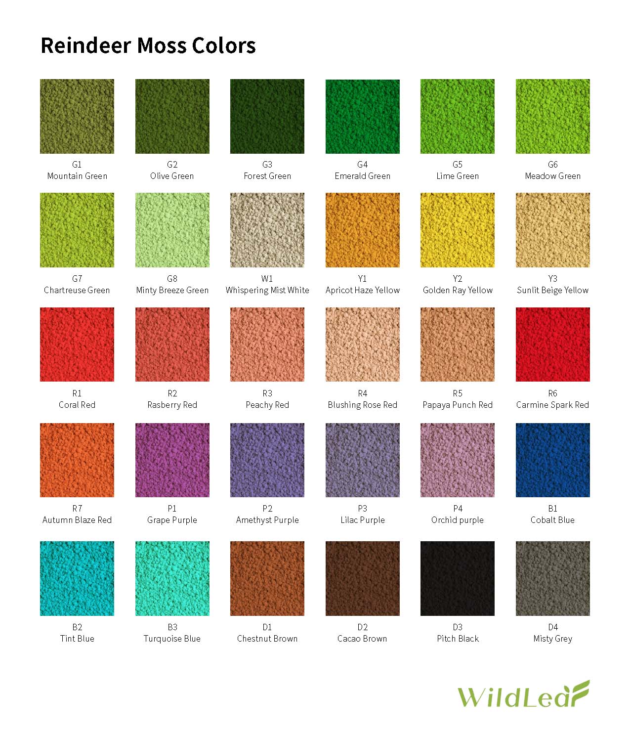 30 colors of Reindeer moss tile