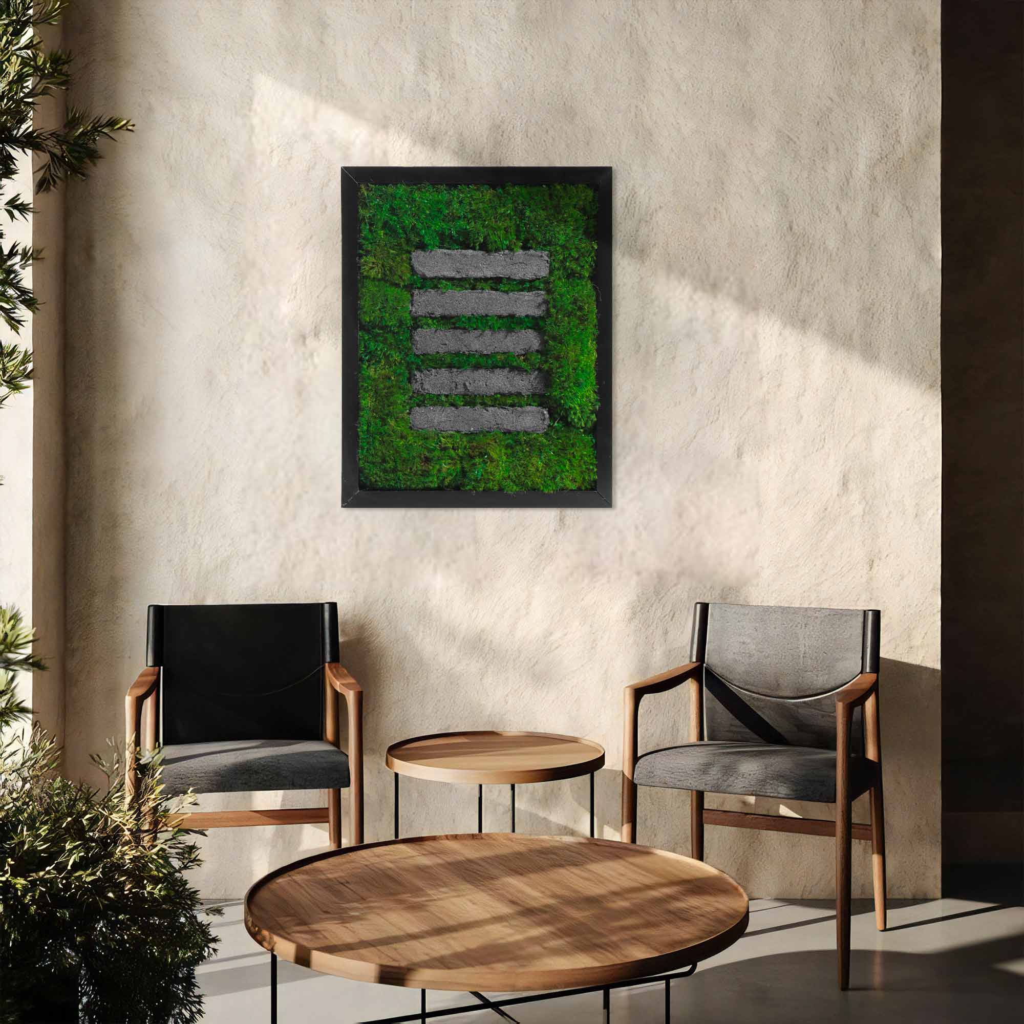 Wabi-sabi Stone Strip Art creating balanced atmosphere in sitting room